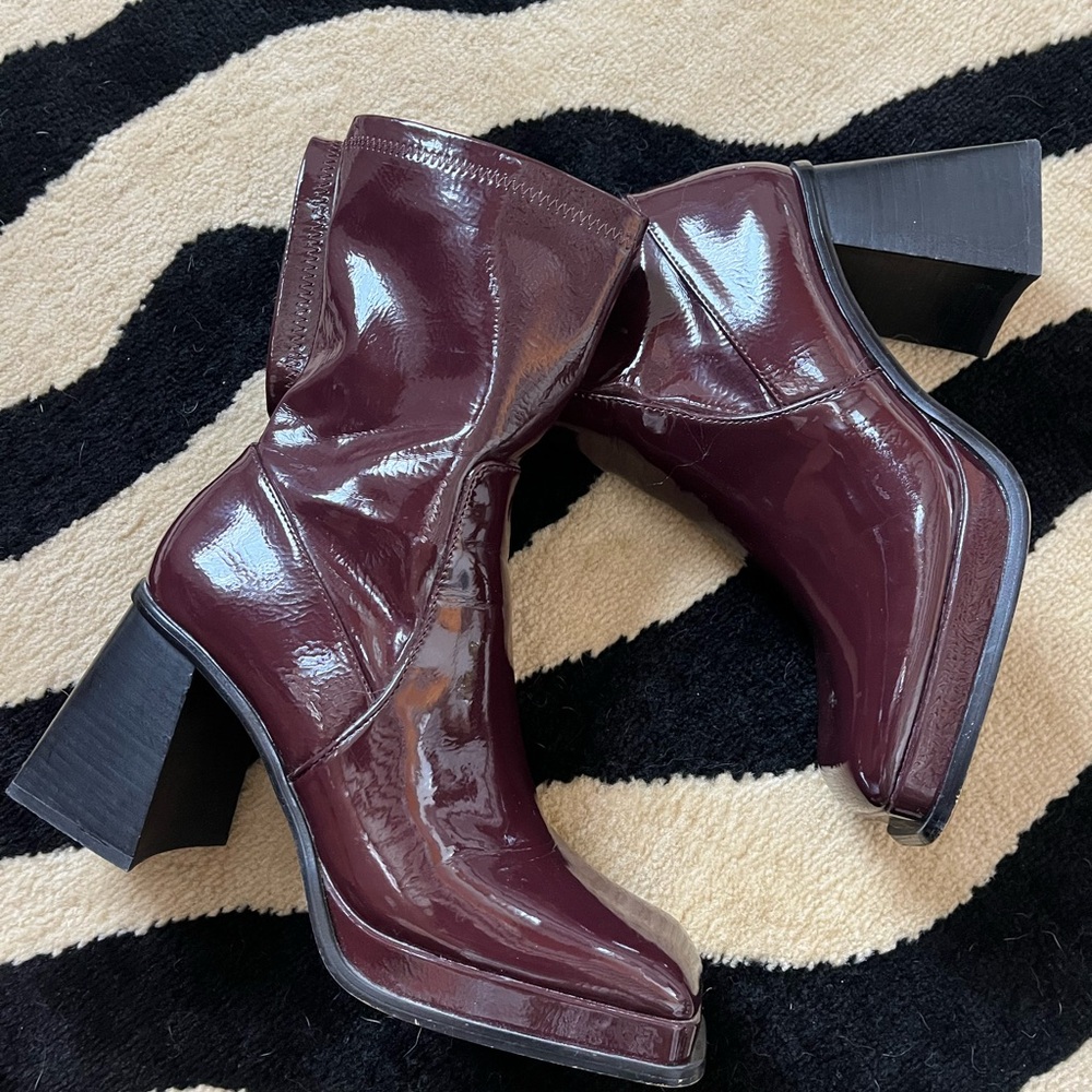 Shellys London Patent Brown Jupiter Boots